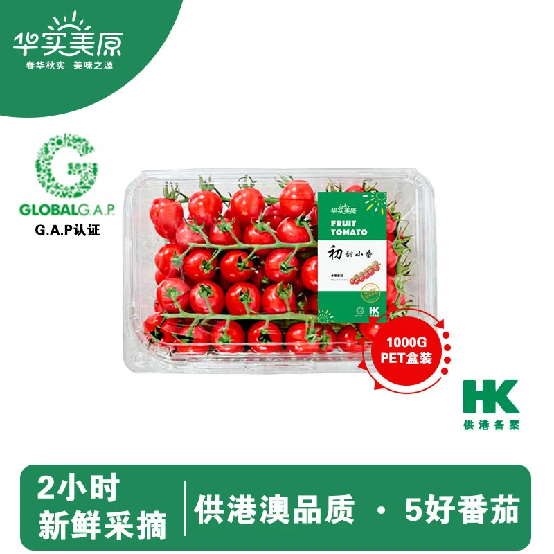 华实美原樱桃番茄串收玲珑串自然熟小西红柿非圣女果1kg PET盒