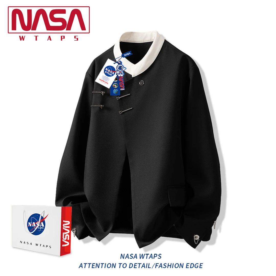 NASA WTAPS新中式拼色金属搭扣夹克男款秋季高级感痞帅西服外套男