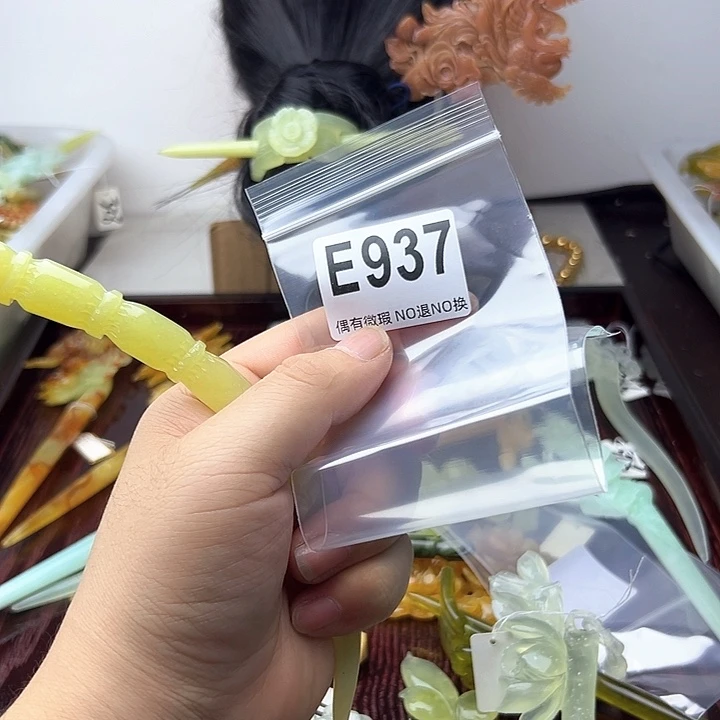 蛇纹石玉合金发饰小***啊