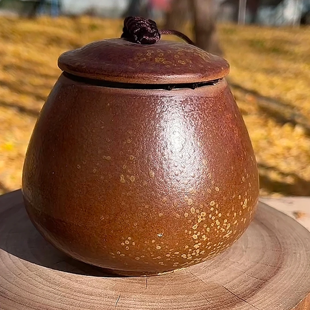 原产地原生态原矿诧寂风草木灰釉茶叶罐汝瓷