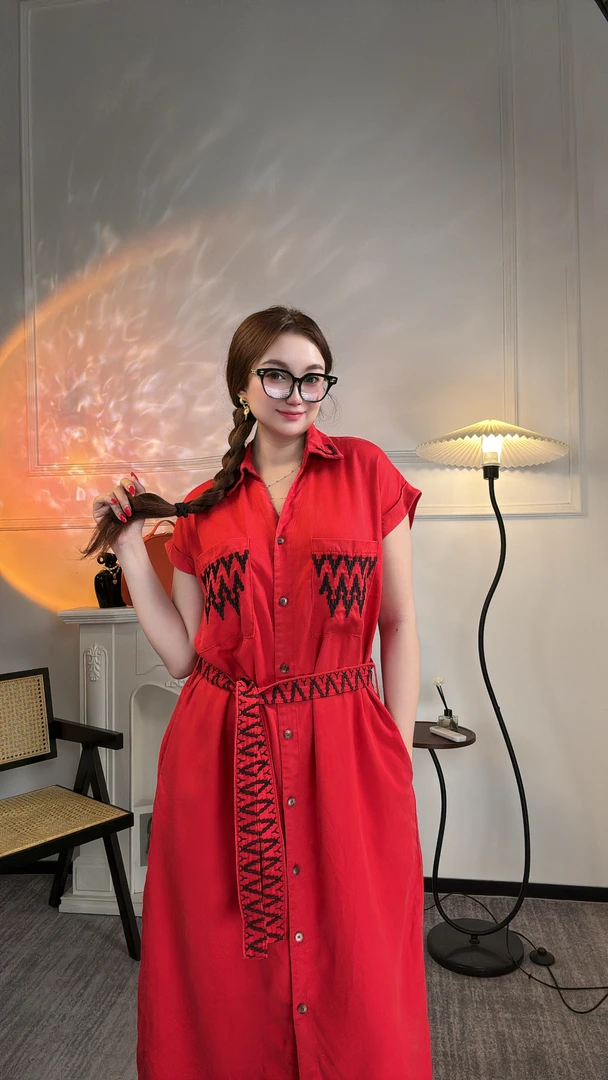 【现货轻氧牛仔】长短款裙 25夏莱赛尔松紧腰牛仔连衣裙NQB862323MG