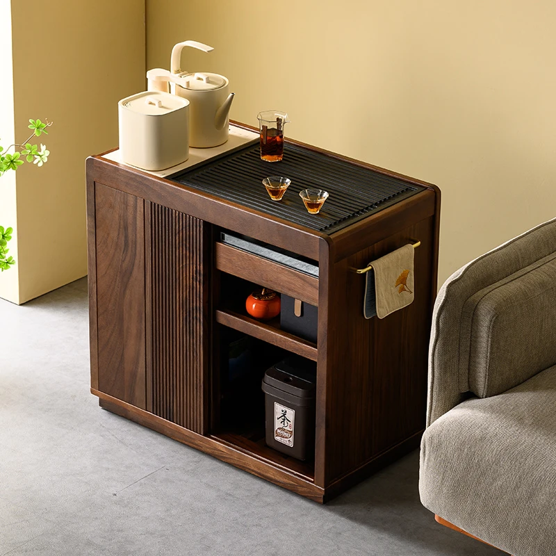 吉木语轻奢胡桃木移动泡茶台家用烧水壶一体式移动茶几茶台一体