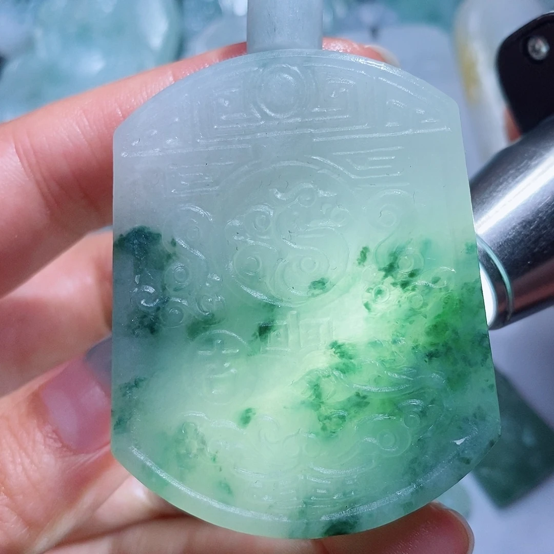 定制翡翠未镶嵌毛货付款后确认抛光