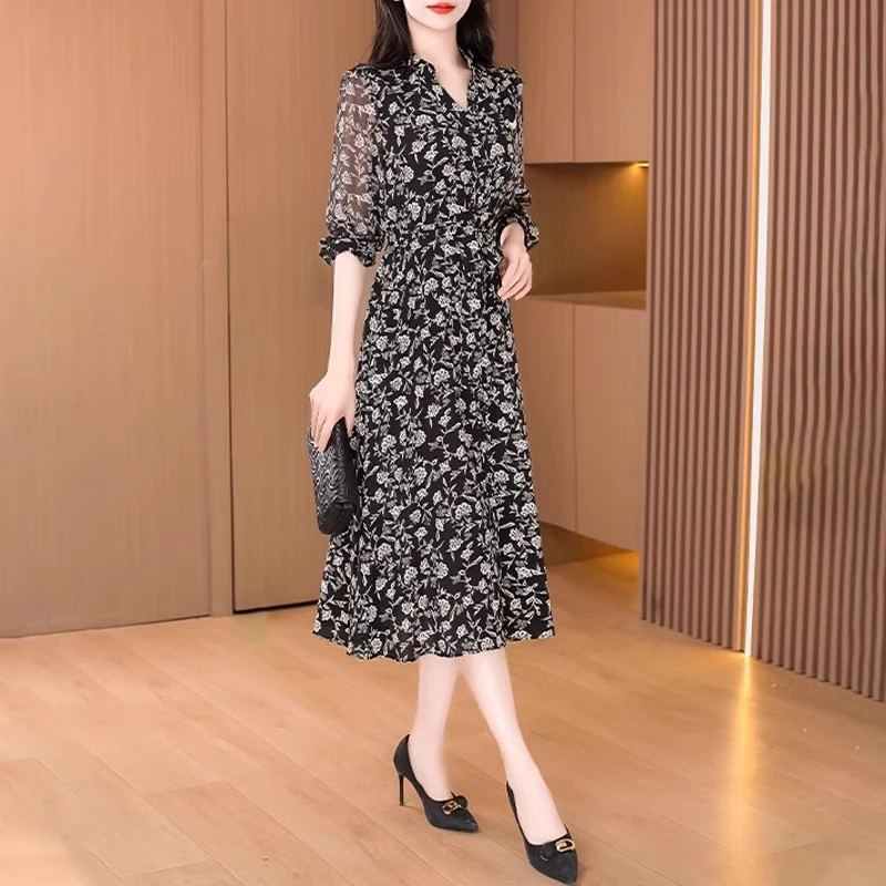 广州十三行爆款连衣裙女春秋2025新款长袖高档高端气质妈妈裙子夏