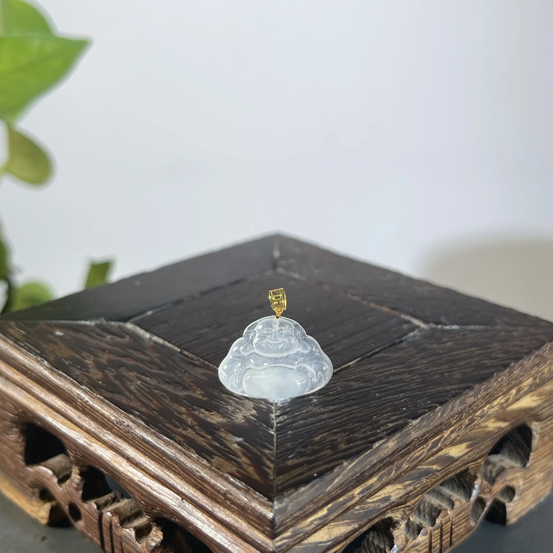 JCW06-60  天然缅甸A货翡翠  18K扣佛公