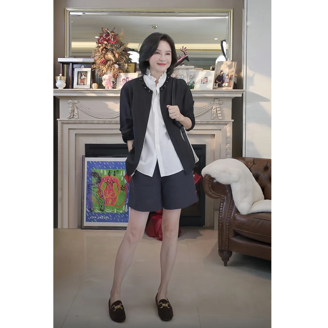 我是摩羯 南方姑娘 6A级桑蚕丝精美钉珠领长袖休闲早秋风衣外套