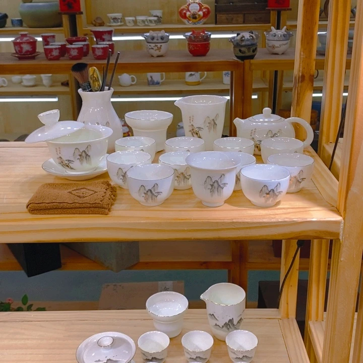 【不止】羊脂玉瓷茶具套装