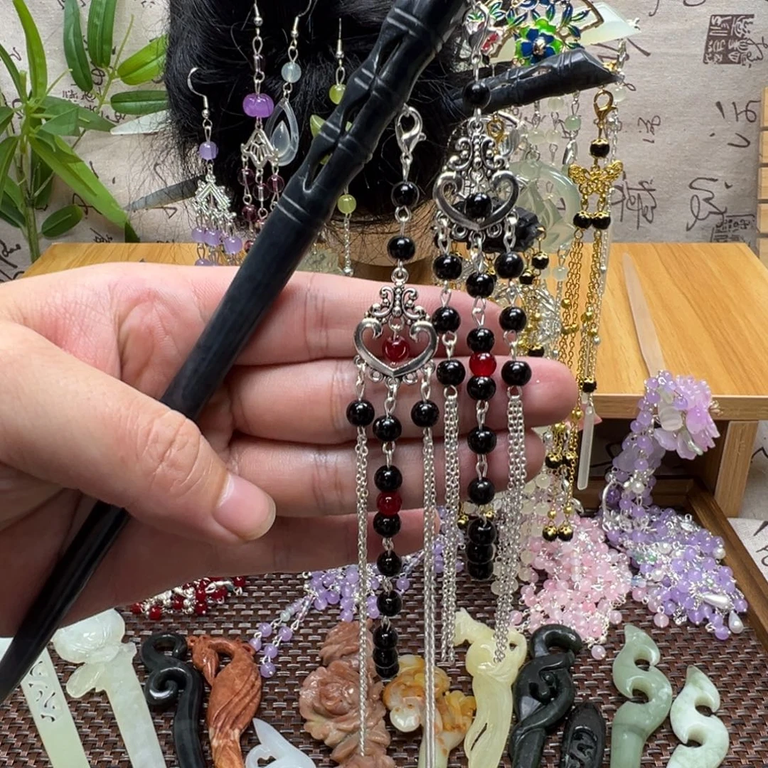 蛇纹石玉合金发饰