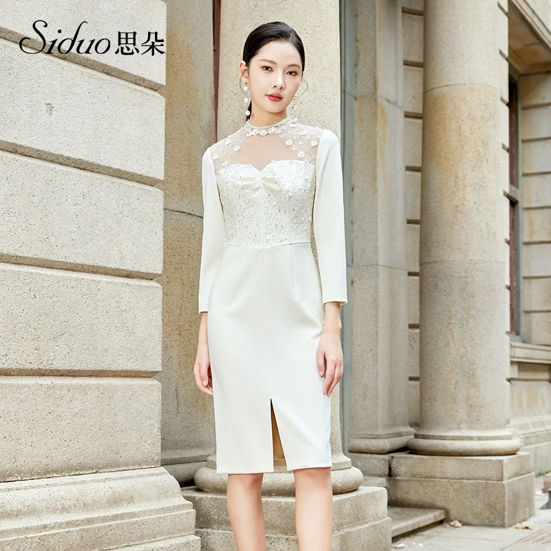 【芊彩艺】S23423礼服女装高端2024新款蕾丝气质春季优雅法式礼服裙