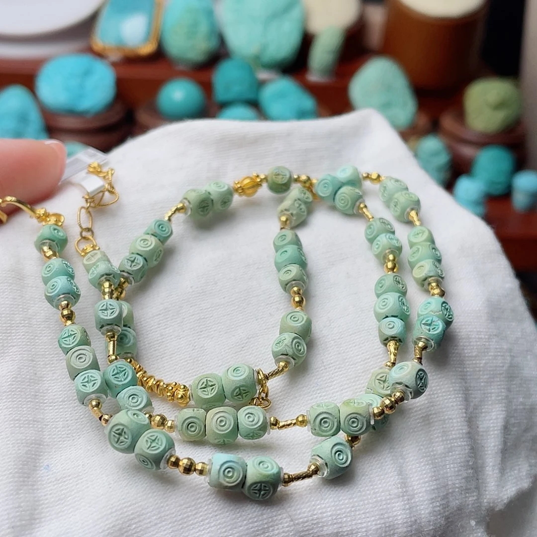 绿松石珠宝奇石18K金镶嵌