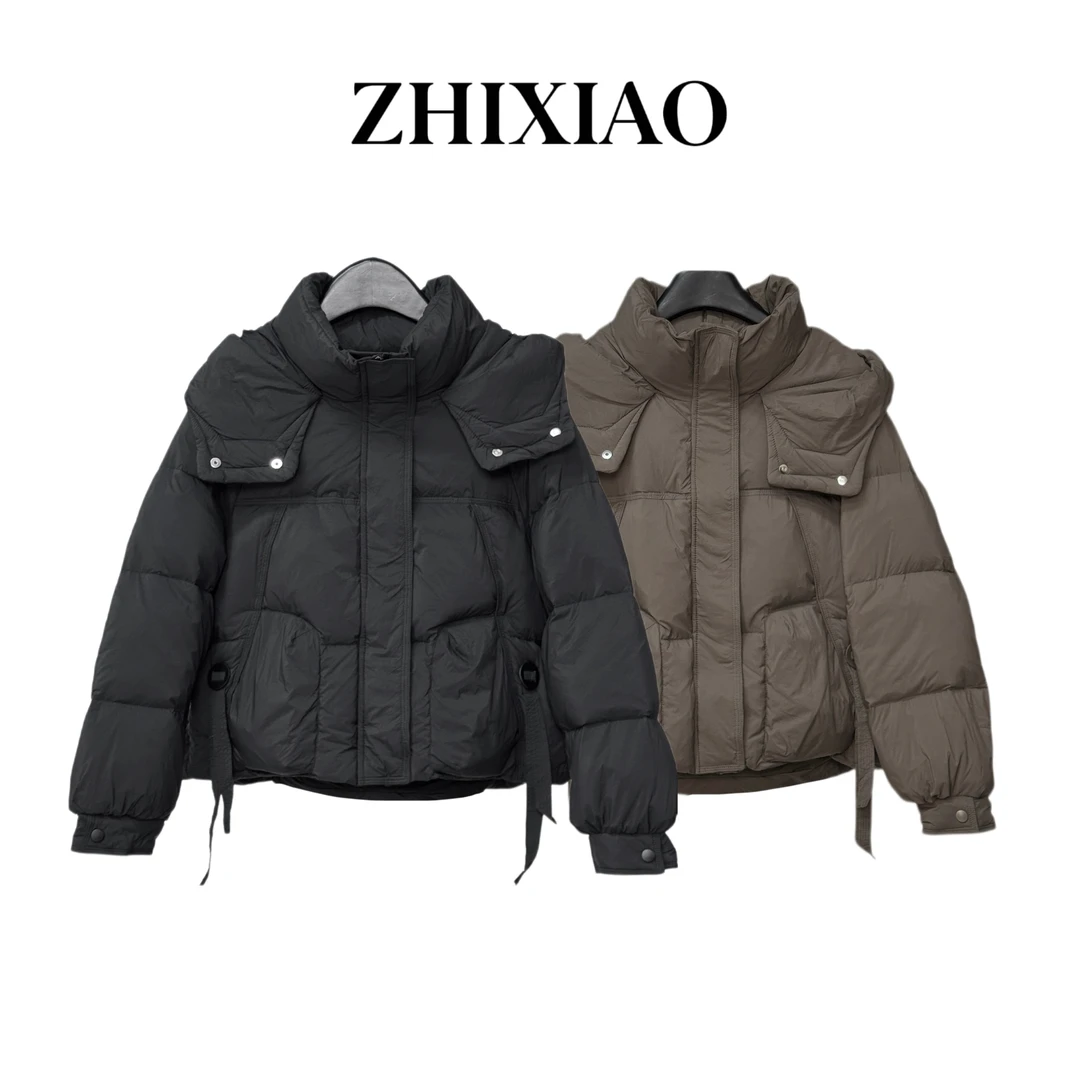 【ZHIXIAO】秋冬新款：口袋绳带帽羽绒服8308