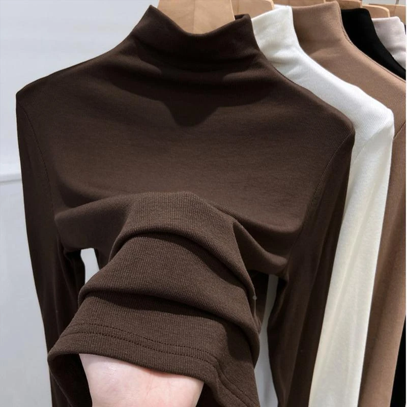 半高领美拉德内搭打底衫女2025春新款大码胖修身毛衣针织衫上衣
