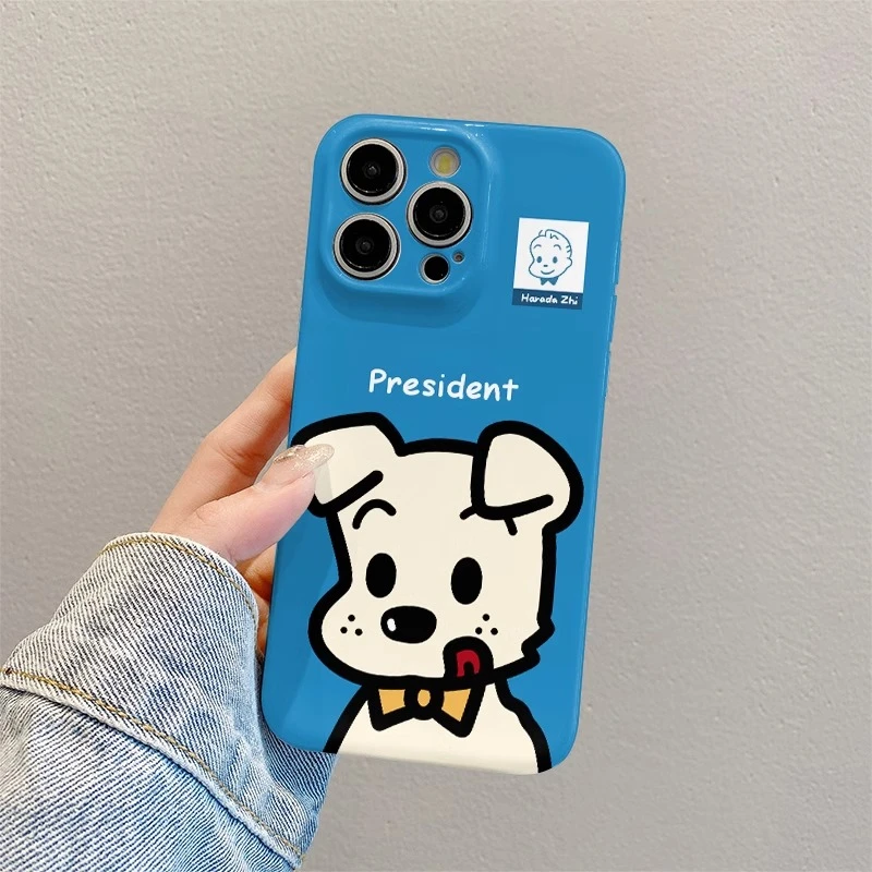 菲林软壳防摔蓝底小狗适用苹果16华为reno13小米15vivox200 1加