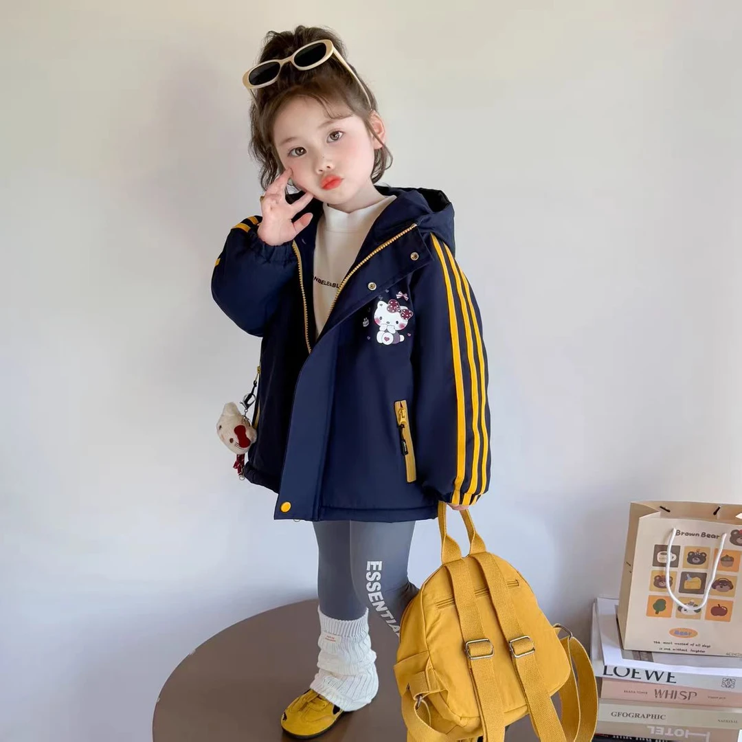 57003女童秋冬季棉服外套2025新款卡通连帽棉衣儿童加厚冬款上衣
