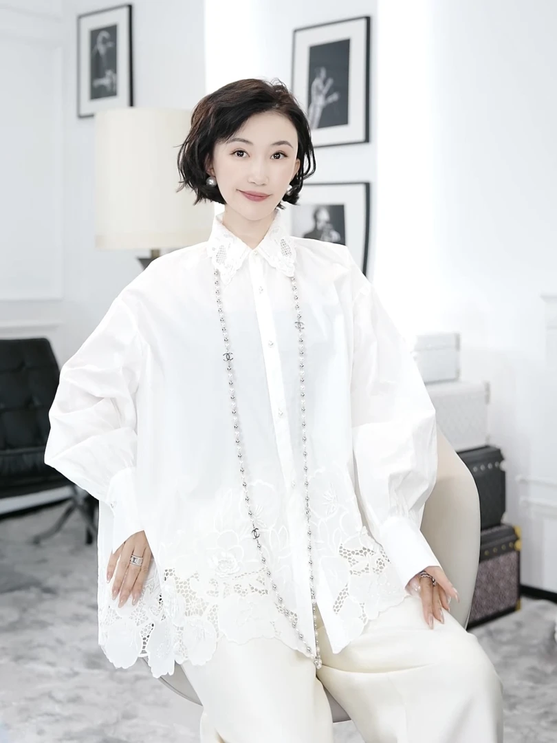 Betty Bairn【见春山】高端新中式100棉刺绣衬衫24B-BW7650