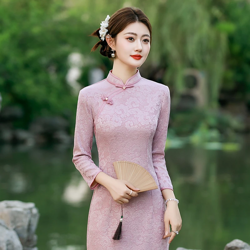 绝美新中式旗袍2025新款秋季妈妈装国风改良连衣裙日常可穿老上海