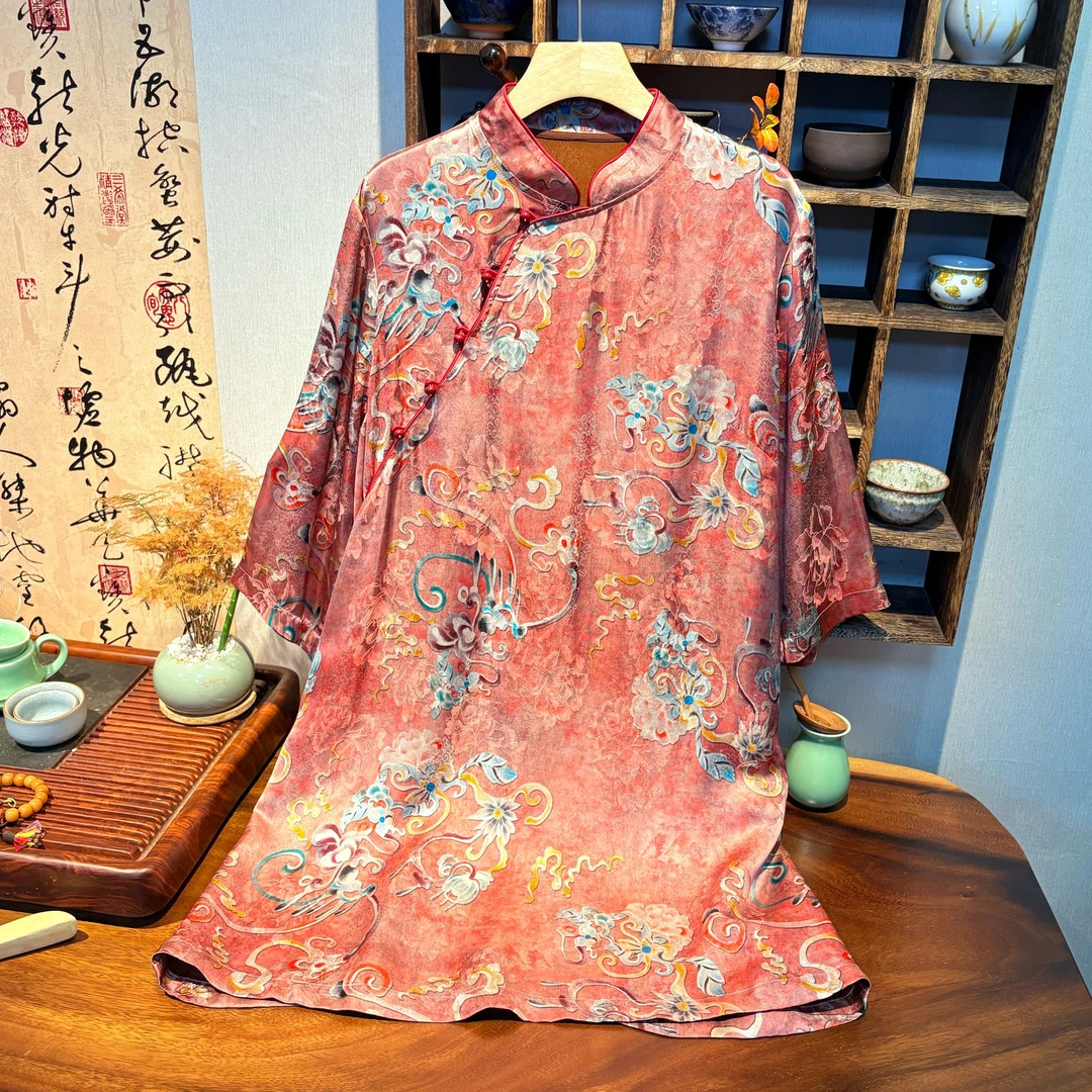 YUEZHE 夏季国风新款高定气质上衣新中式百搭宽松提花设计款外套