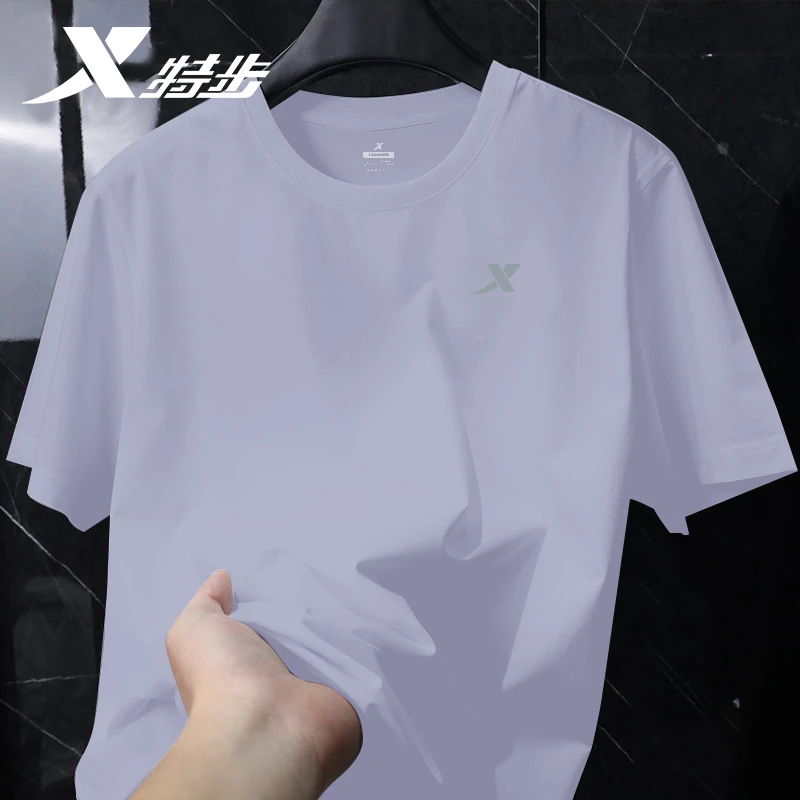 特步短袖T恤女夏季冰丝薄款半袖正品柔软圆领速干透气运动上衣