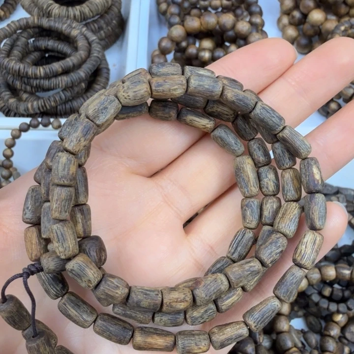 沉香手串沉香绿奇楠随型桶沉水多圈 16.9