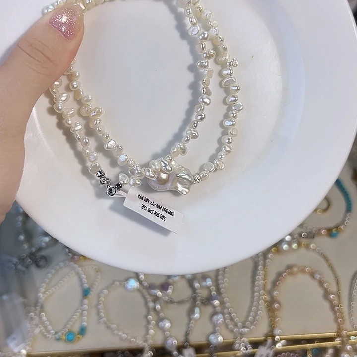 别****银S925镶嵌淡水珍珠时尚设计款天然淡水珍珠