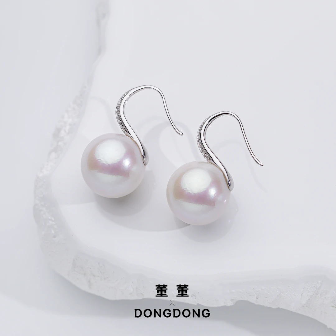 DDX789【董董】[雪丸子]淡水珍珠高跟鞋耳钩/12-13mm/S925