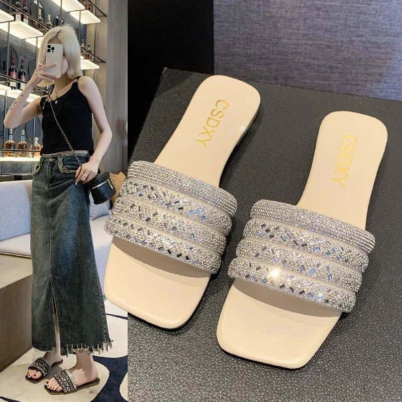 35-42码 大码女鞋41一43宽胖脚拖鞋女夏外穿新款平底休闲凉拖鞋