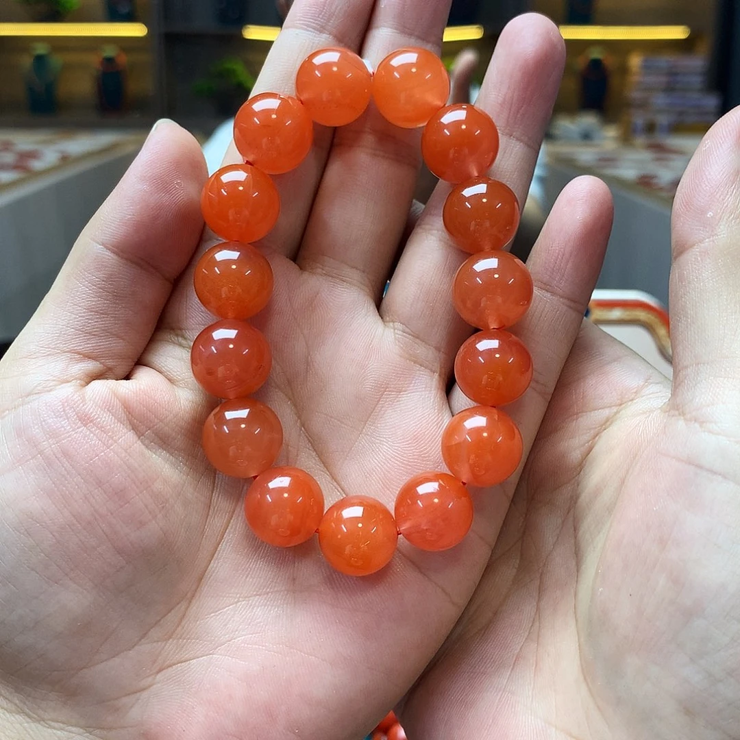 【闪购商品】南红玛瑙L冷水河圆珠单圈14mm未镶嵌