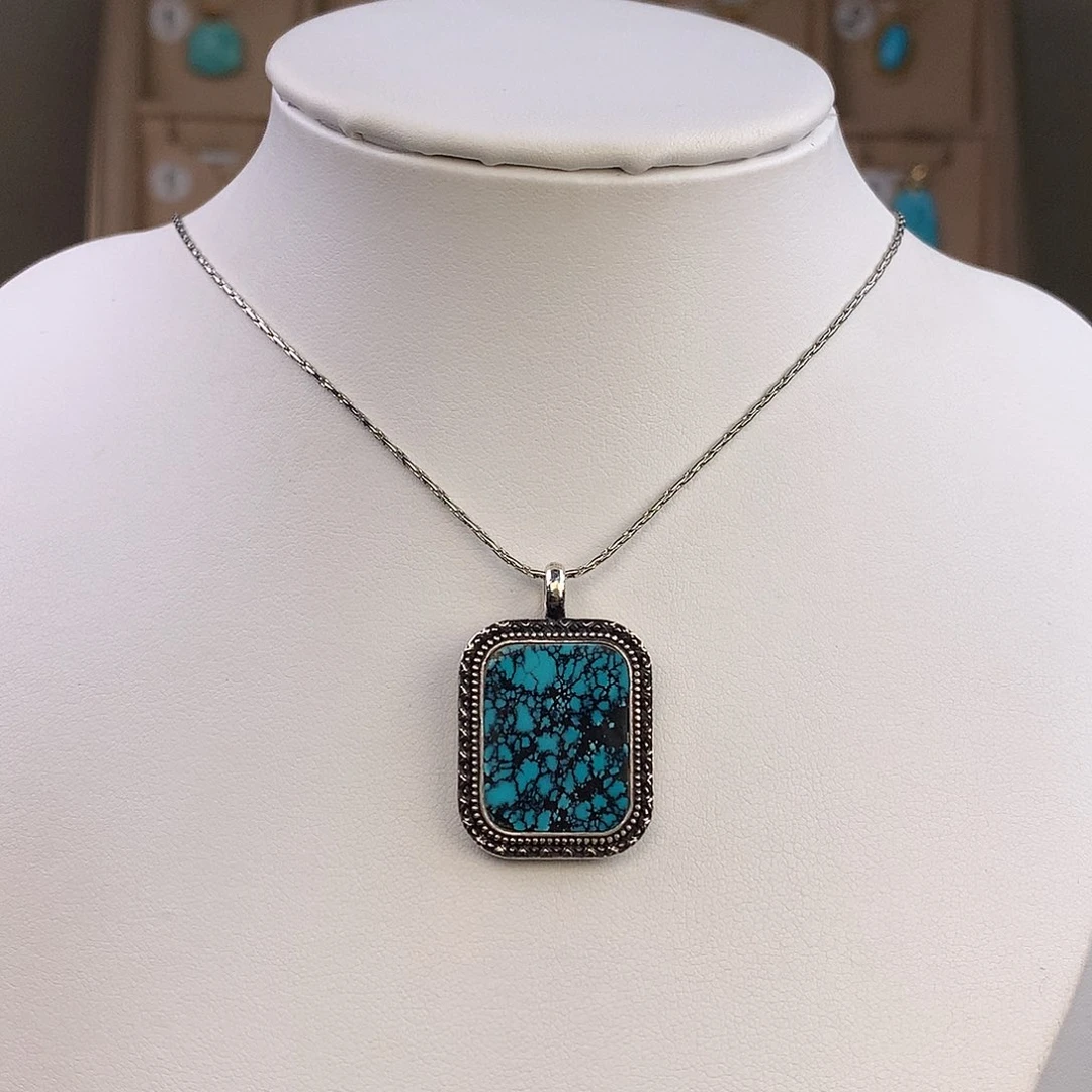 绿松石银S925镶嵌颈饰