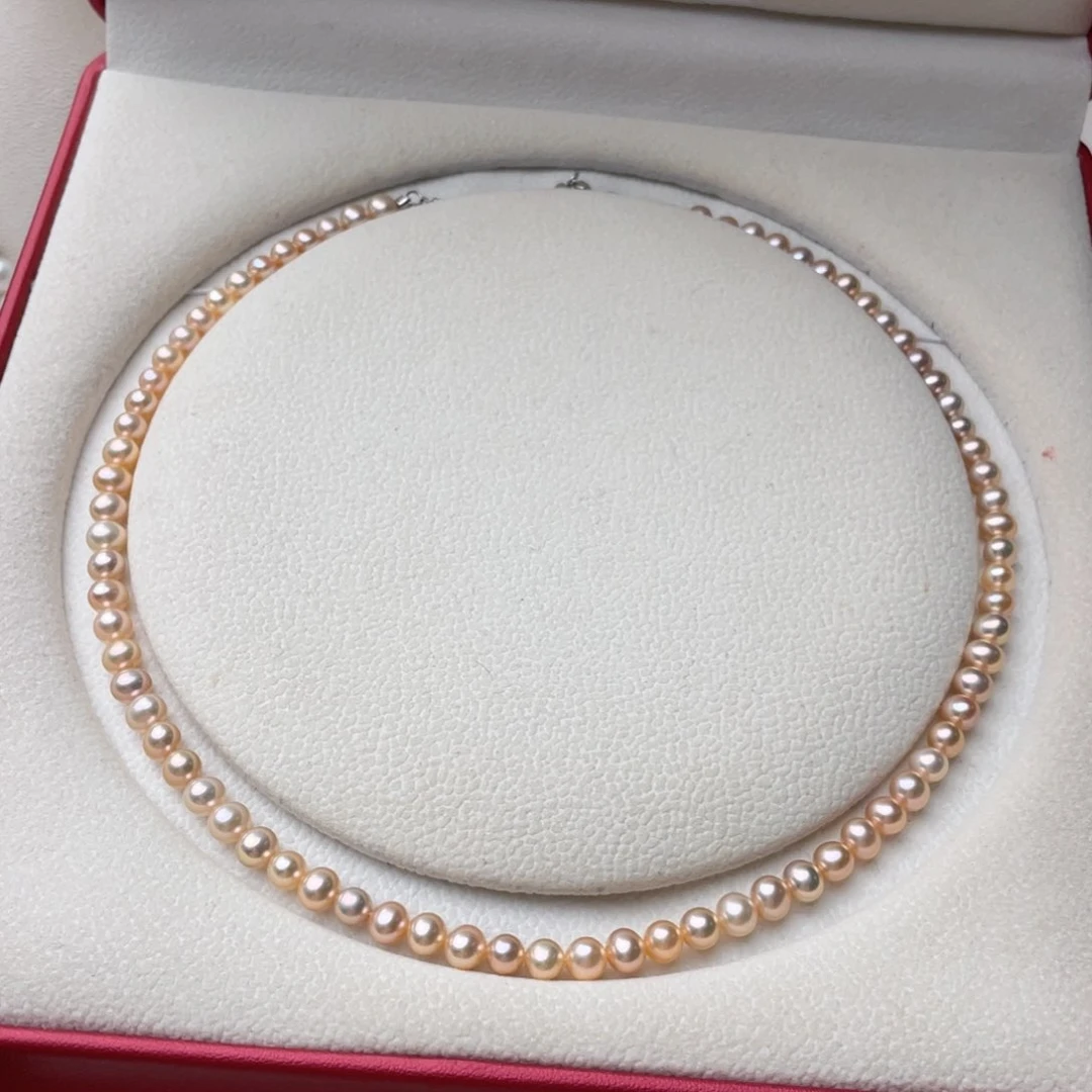 淡水珍珠银S925镶嵌颈饰5-6