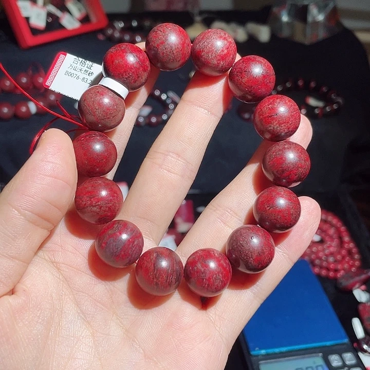 天然辰砂老料手串