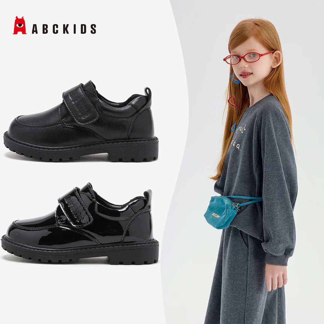 Abckids童鞋男童英伦风黑皮鞋2025春秋季新款儿童鞋子校园演出鞋