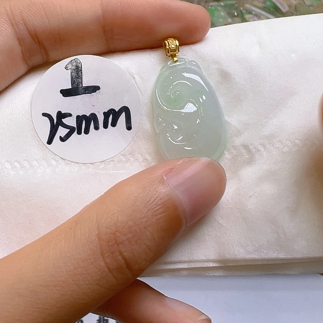 翡翠18K金镶嵌吊坠(不含链)翡翠