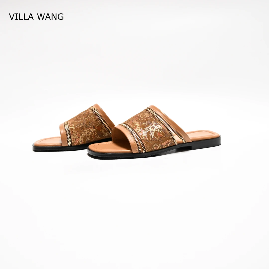 【夏季来袭】VILLAWANG维拉王沙滩一字式凉鞋外穿方头欧若风