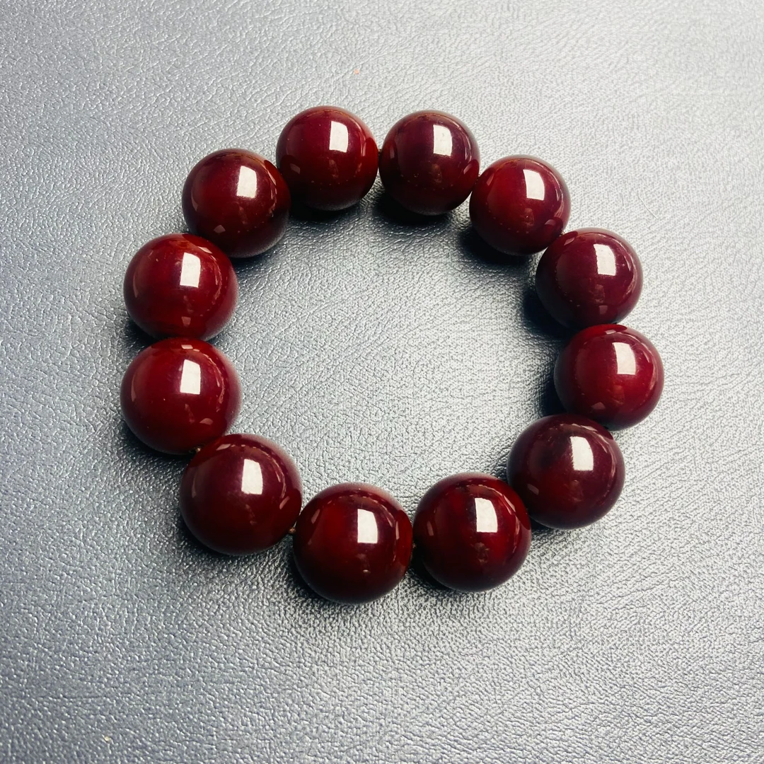 非金属皮质手链 精品单圈牦牛角圆珠20手串经典民族风 时尚红色