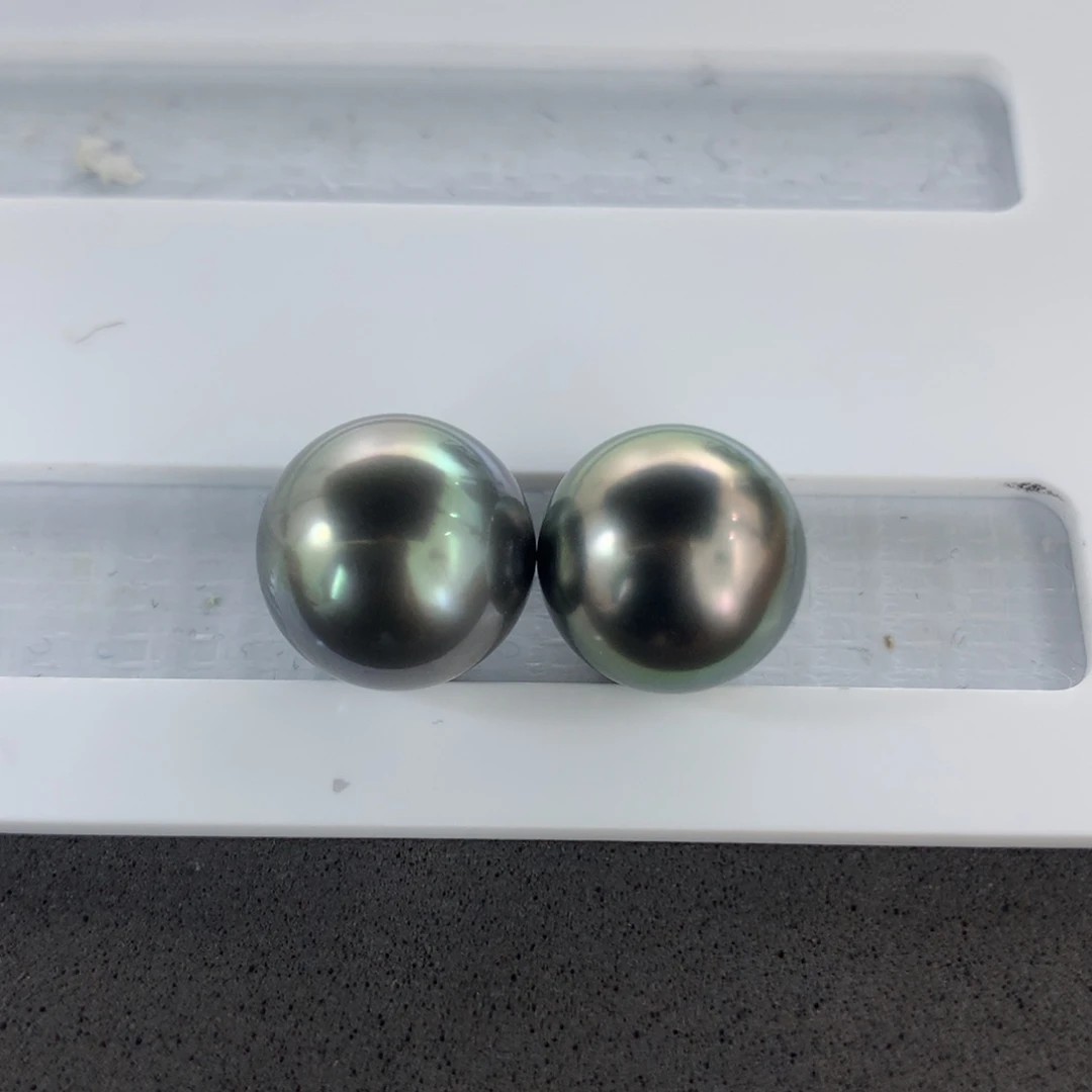 定制海水珍珠未镶嵌裸珠大溪地11.7-11.9mm两颗