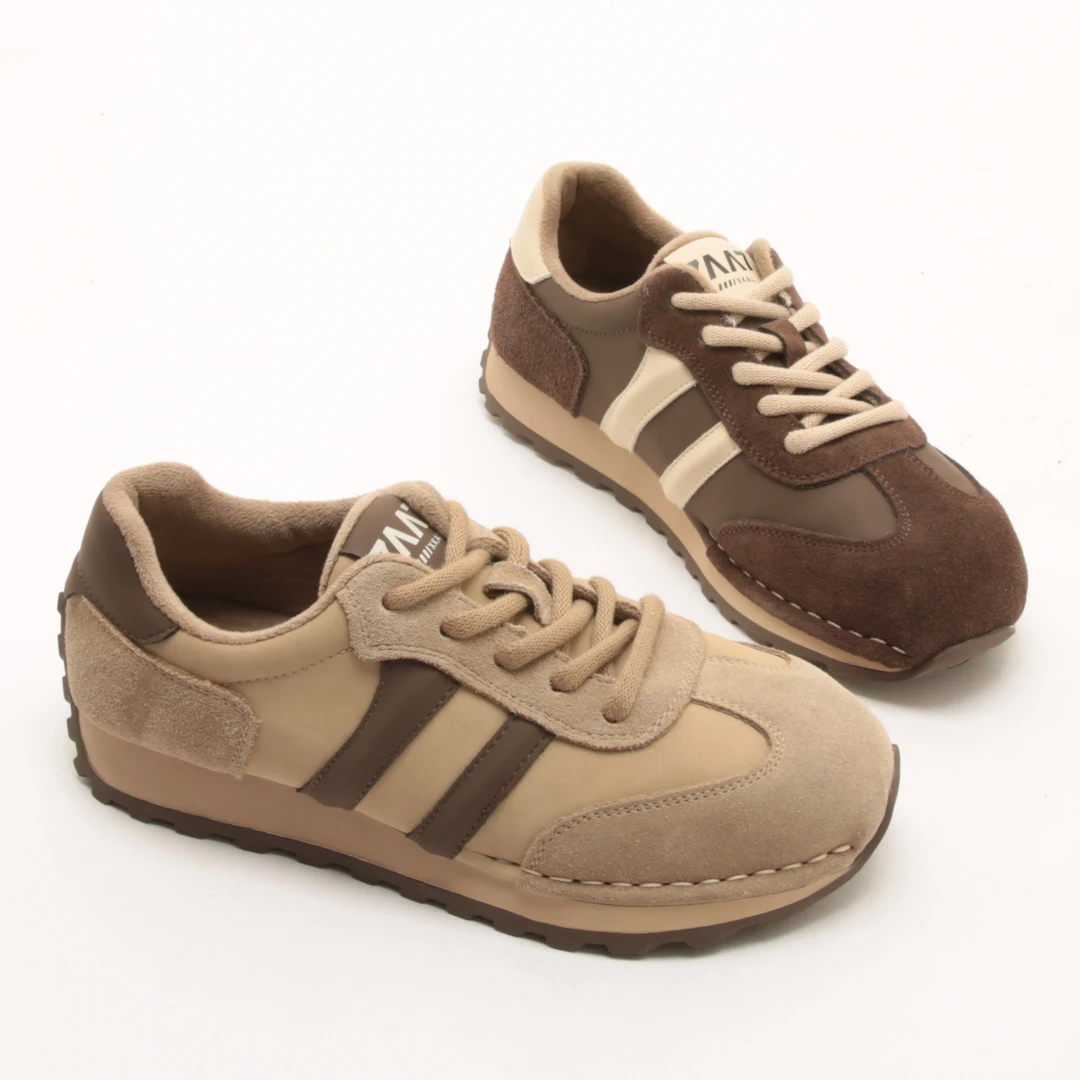 5744冬季新款加绒真皮休闲鞋时尚低跟德训阿甘鞋复古百搭运动女鞋