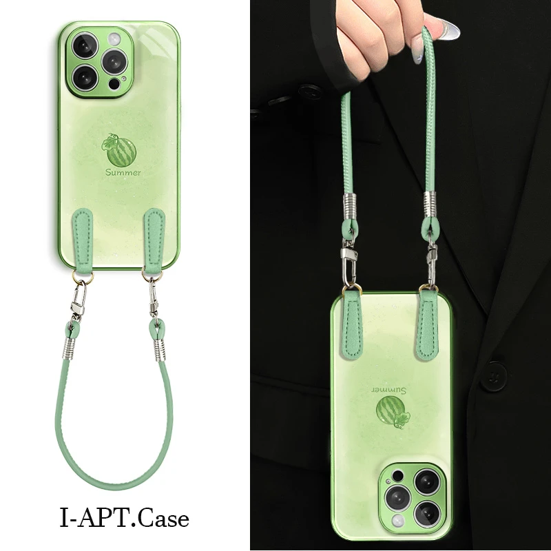 绿染summer西瓜水凝玻璃壳适用iPhone苹果16手机壳华为oppo小米vi