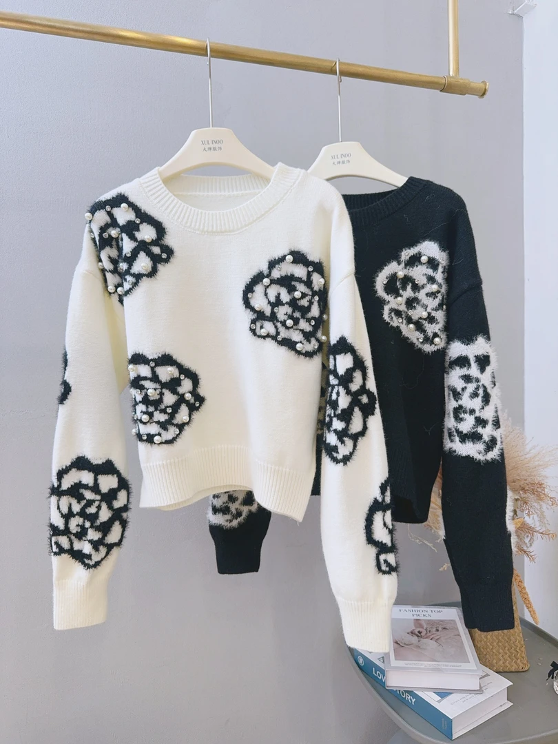 琳心丨秋冬新款多色韩系设计感温柔软糯提花针织衫 4323