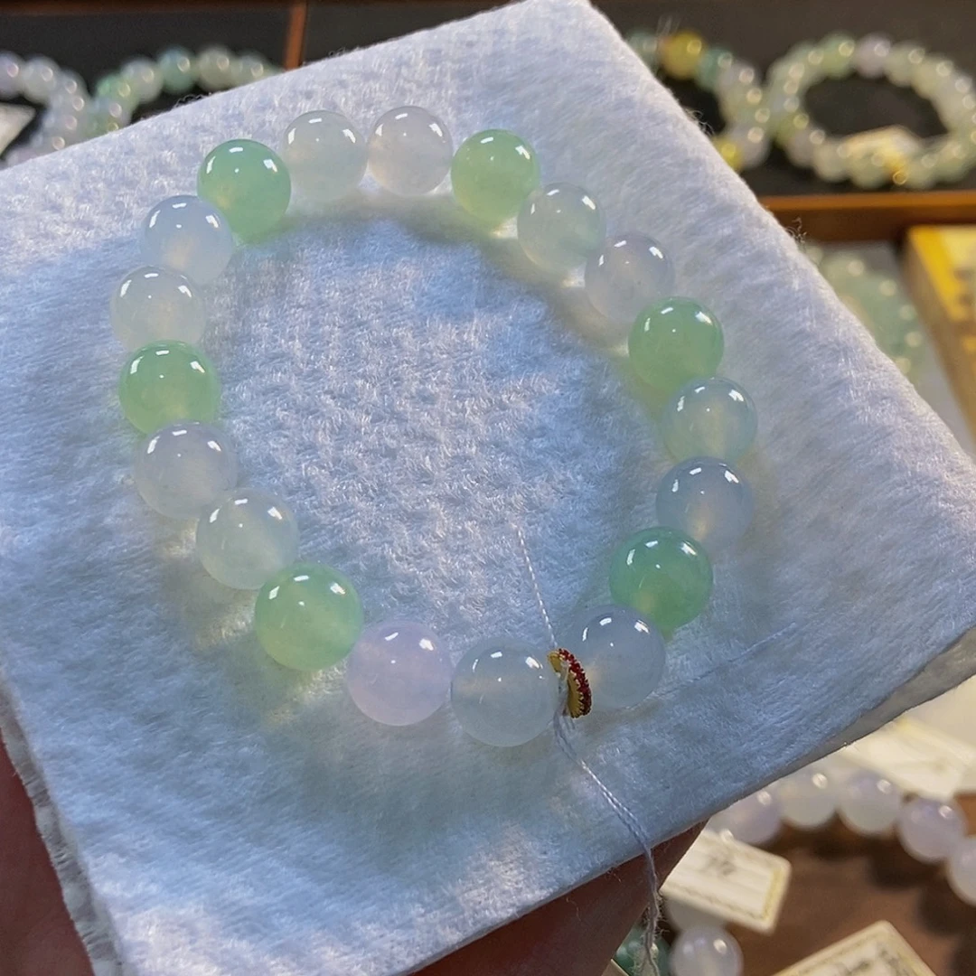 定制翡翠未镶嵌翡翠手串卡9.8