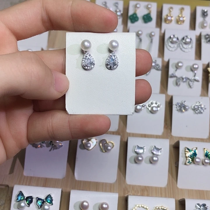 淡水珍珠耳饰银S925镶嵌