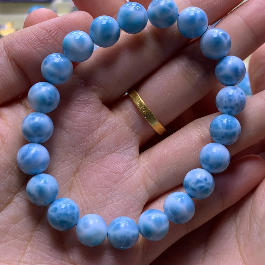 针钠钙石（海纹石）未镶嵌手串9+手串色差略异