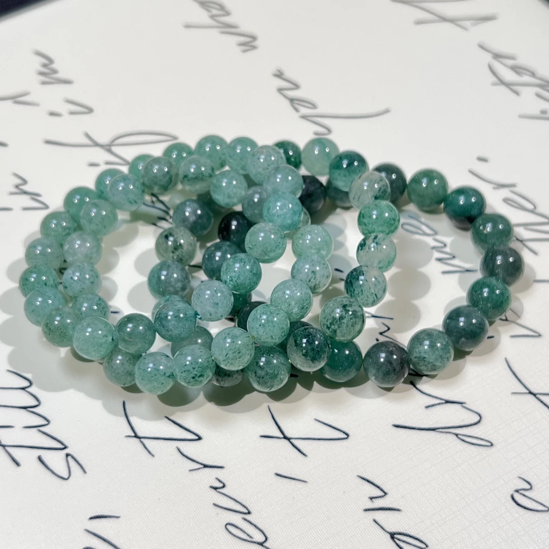 【绿草莓】天然水晶串手链女diy手工串珠女