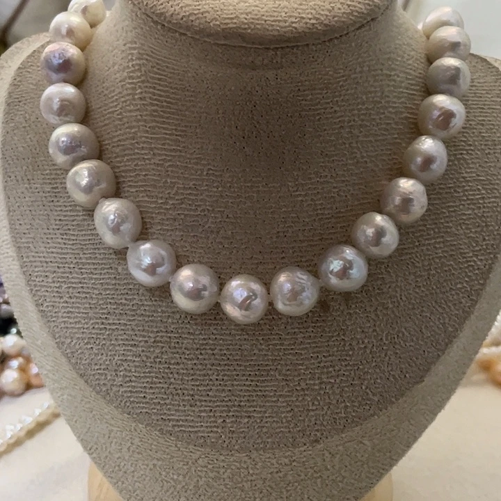 淡水珍珠银S925镶嵌项链