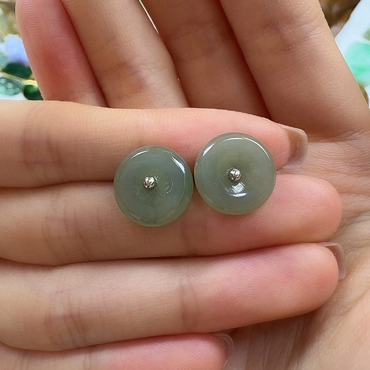 翡翠未镶嵌颈饰平安扣耳钉