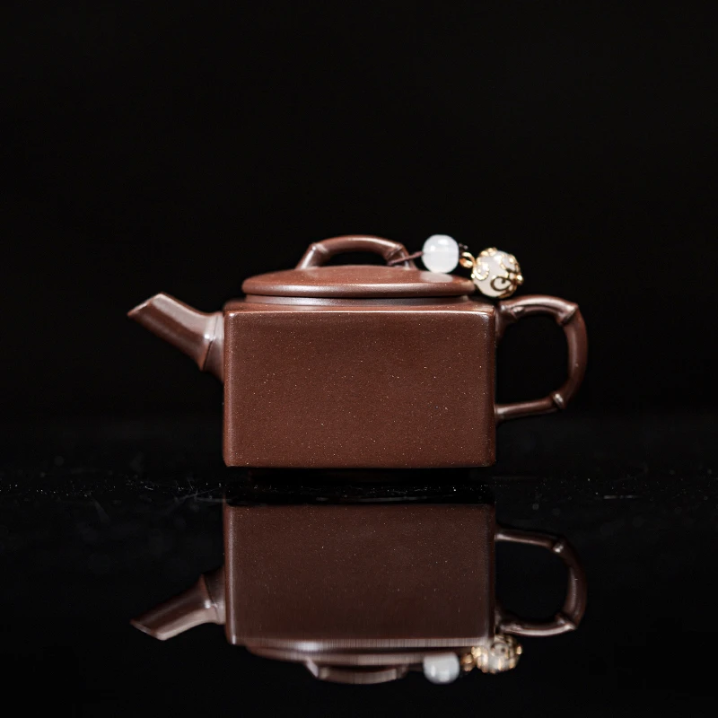 【竹节小四方】 原矿深井底槽清 120cc 手工制作 内推孔 紫砂壶