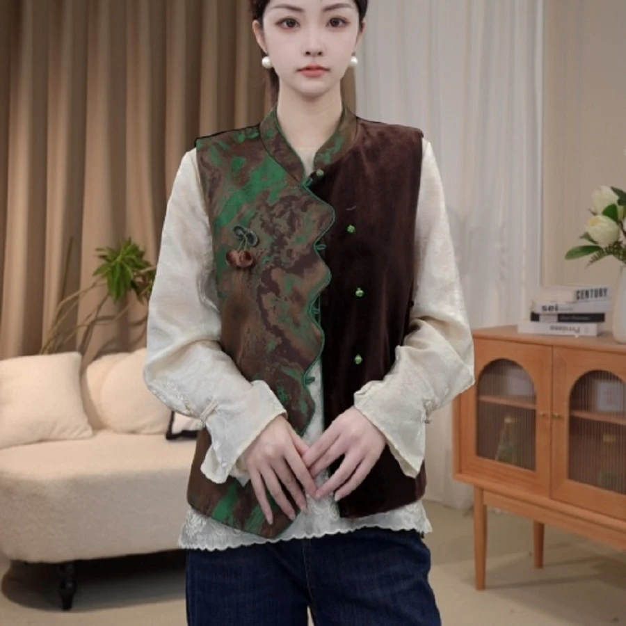 南油新款国风文艺秋季拼接马甲2025C8842-倩倩杭锦仓