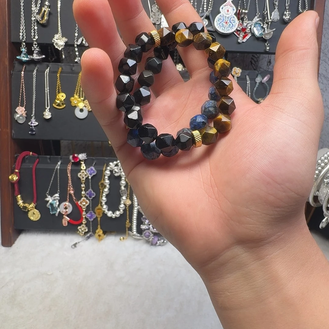 吊坠925银黑曜手链