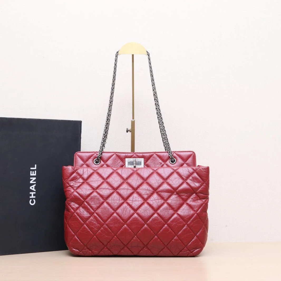 95新 Chanel/香奈儿 小花双双 红色 皮革C 16开 2.55 托特包