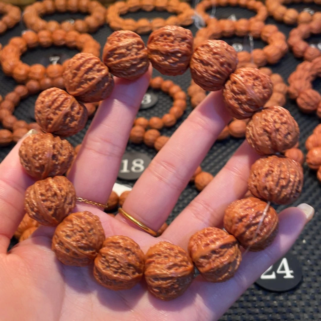 文玩核桃手串江***昶珊瑚纹京八棱