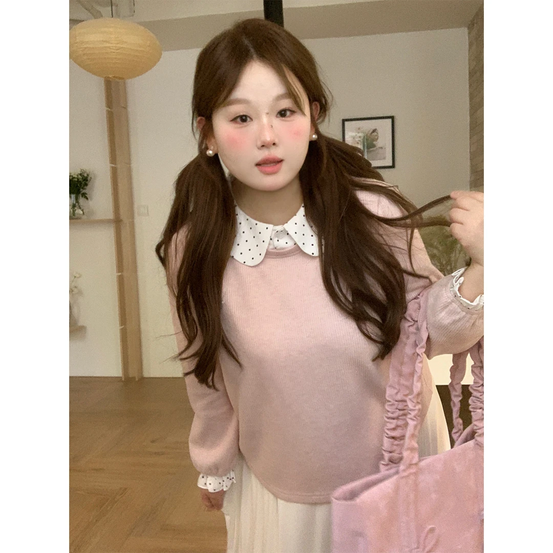 26徐达布【适度慵懒】粉色针织衫女洋气上衣秋冬内搭毛衣Z28278C51